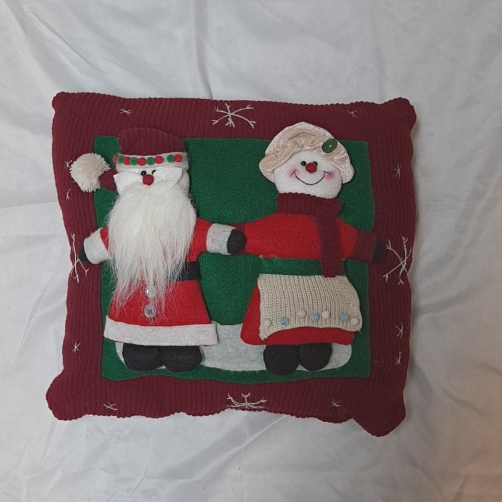 Santa and Mrs. Clause 3D Doll Snowman Decorative Christmas Holiday Pillow